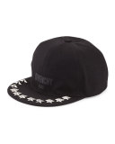 Star-Studded Flat-Bill Hat, Black