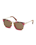 Patterned Combo Square Sunglasses, Fuchsia