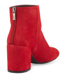 Bacari Suede Chunky-Heel Bootie, Pomodoro