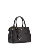 Saffiano Mini Double-Zip Tote Bag, Black (Nero)