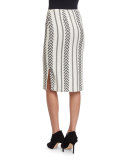 Darya Knit Pencil Skirt, Cream/Caviar