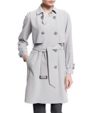 Calvary Double-Breasted Trenchcoat, Pearl Gray