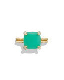 Châtelaine 18k Gold 11mm Chrysoprase Ring w/ Diamonds, Size 7