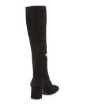 Suede Square-Toe Knee Boot, Black (Nero)