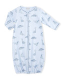 Dino Daze Printed Pima Convertible Sleep Gown, Blue, Size Newborn-Small
