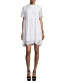Short-Sleeve Lace Babydoll Dress