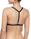 Fressia Embellished Fringe-Trim High-Neck Swim Top