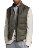 Quilted Down Vest w/Zip-Out Sleeves, Hunter