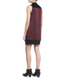 Vivienne Chiffon Colorblock Shift Dress, Port