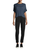 Cuffed-Sleeve Heathered Cocoon Top
