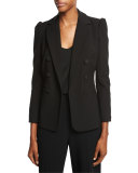 Double-Breasted Suiting Blazer, Black