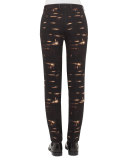 Gnu-Print Straight-Leg Pants, Date