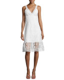 Tiana Sleeveless Lace Flounce Dress, White