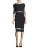 Cocotte Half-Sleeve Illusion Cocktail Dress 
