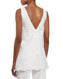 Sleeveless V-Neck Embroidered Tunic 