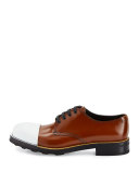 Cap-Toe Leather Oxford, Brown/White