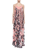 Floral Fil Coupe Sleeveless Gown, Pink