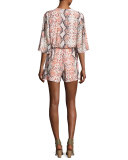 Epiphany Lace-Up Romper, Dusty Python