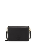 Thea Leather Wallet Crossbody Bag, Black