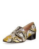 Dionysus Brocade 35mm Loafer, Brown/Oro/Nero