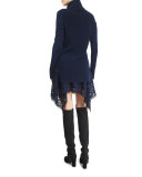Asa Ribbed Cashmere Turtleneck Sweater, Navy
