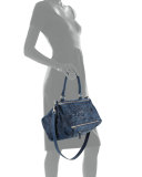 Pandora Medium Pepe Leather Shoulder Bag, Navy