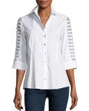 Merrick Ladder-Sleeve Button-Front Blouse