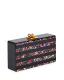 Jean Confetti-Striped Box Clutch Bag, Obsidian/Rainbow