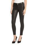 Le Skinny Leather Pants, Washed Black