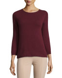 Juliette 3/4-Sleeve Cashmere Sweater, Dark Brick