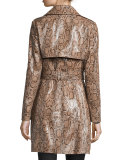 Snake-Print Leather Trenchcoat 