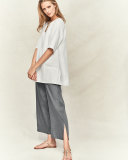 Half-Sleeve Two-Pocket Linen Tunic 