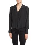 Long Sleeve Cravat Blouse, Noir