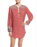 Pretty Tough Printed Lace-Up Tunic