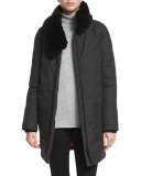 Fur-Trim Cocoon Coat