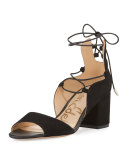 Serene Suede Lace-Up Sandal, Black