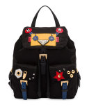 Robot Small Two-Pocket Backpack, Black/Multi (Nero)