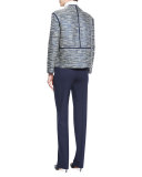 Dane Collarless Asymmetric Woven Jacket, Ink Multi