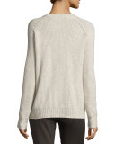 Long-Sleeve Wool-Blend Pullover, Oatmeal
