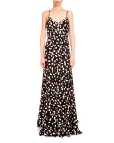 Rosalind Polka-Dot Paillette Gown, Black