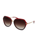 Leilani Oversize Round Titanium Sunglasses, Tortoise/Red