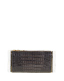 Soft Lara Crocodile Clutch Bag, Steel