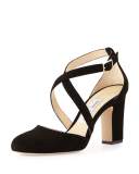 Cleo Suede 85mm Crisscross Pump, Black