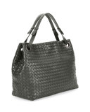 Medium Intrecciato Shoulder Bag, Gray