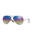 Large Mirrored Iridescent Aviator Sunglasses