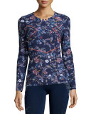 Inca Long-Sleeve Running Top, Midnight Peru Print