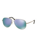 Mirrored Aviator Sunglasses, Silver/Purple
