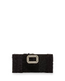 Pilgrim Small Feather & Bead Embellished Clutch Bag, Black
