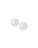White Pearl Stud Earrings, 8mm