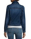 Le Jacket Piping Button-Front Denim Jacket, Shore Coast